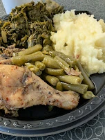 Fried Chicken Mashed Potatoes Collard Greens Green Peas